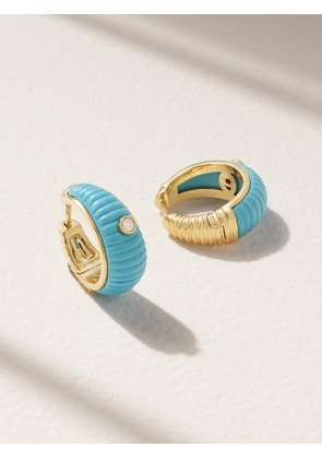 Yvonne Léon - Berlingot 9-karat Gold, Turquoise And Diamond Hoop Earrings - One size