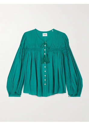 Marant Étoile - Abadi Pintucked Smocked Cotton-blend Voile Blouse - Green - FR34,FR36,FR38,FR40,FR42,FR44