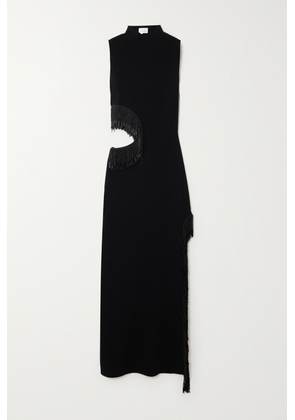 Galvan - Nova Beaded Fringed Cutout Jersey Gown - Black - x small,small,medium,large,x large