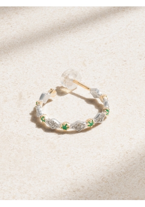 Pascale Monvoisin - Ava 9-karat Gold, Sterling Silver, Emerald And Diamond Single Hoop Earring - One size