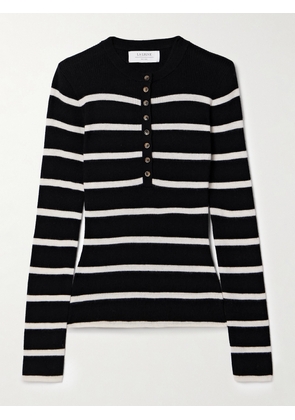 La Ligne - Striped Ribbed Cashmere Top - Black - x small,small,medium,large,x large