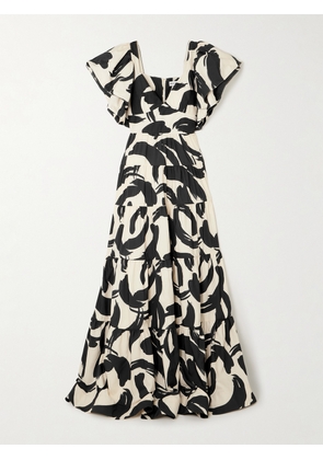 Rebecca Vallance - Pompidou Tiered Printed Taffeta Maxi Dress - Multi - UK 4,UK 6,UK 8,UK 10,UK 12,UK 14
