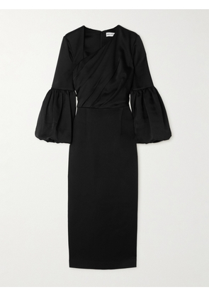 Rebecca Vallance - Augustine Gathered Satin Midi Dress - Black - UK 4,UK 6,UK 8,UK 10,UK 12,UK 14