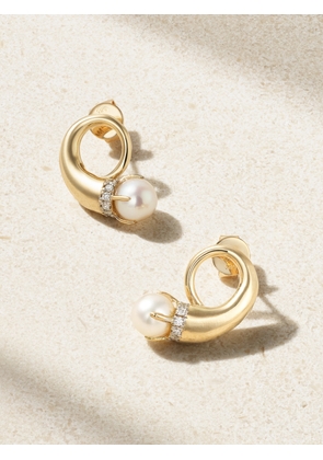 Mateo - Cornucopia 14-karat Gold, Diamond And Pearl Earrings - One size