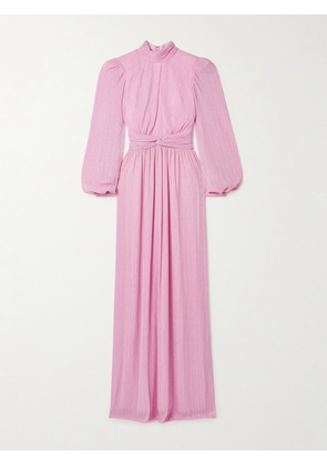 Rebecca Vallance - Amal Cutout Metallic Recycled-crepon Gown - Pink - UK 4,UK 6,UK 8,UK 10,UK 12,UK 14,UK 16