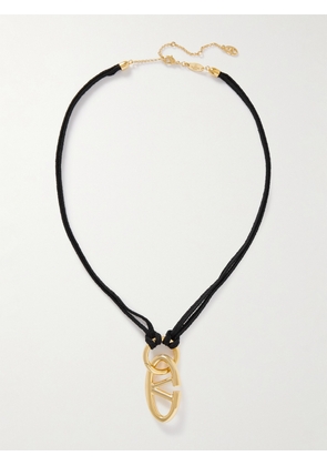 Valentino Garavani - Vlogo Gold-tone And Knotted Cord Necklace - Black - One size