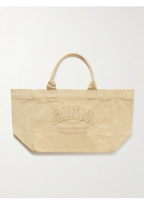 GANNI - + Net Sustain Shopper Xxl Embroidered Recycled-cotton Canvas Tote - Neutrals - One size