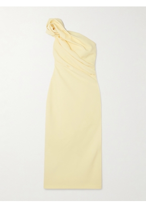 Safiyaa - Granalle One-shoulder Gathered Stretch-crepe Midi Dress - Yellow - FR34,FR36,FR38,FR40,FR42,FR44