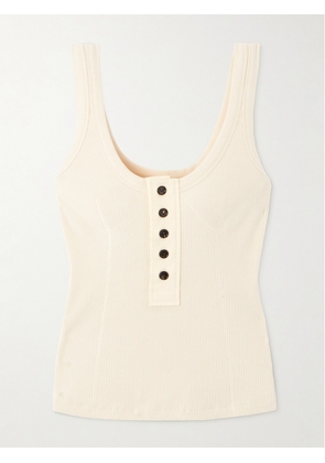 Bottega Veneta - Button-embellished Ribbed Stretch-cotton Tank Top - Ivory - XS,S,M,L
