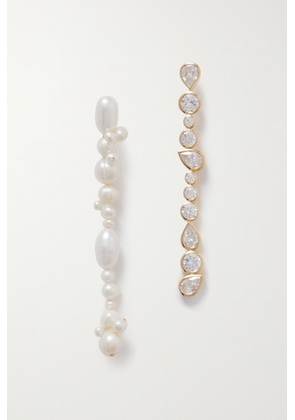 Completedworks - + Net Sustain Gold-plated, Pearl And Zirconia Earrings - White - One size