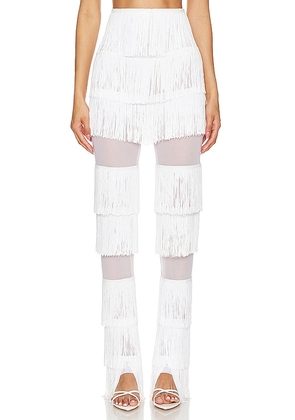 Norma Kamali Spliced Boot Pant With Fringe in White. Size L, S, XL, XS.