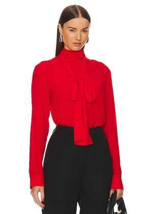 Rue Sophie Mara Tie Blouse in Red. Size M, S, XS.