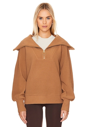 Varley Vine Half Zip Sweatshirt in Brown. Size M, S, XL, XS, XXS.
