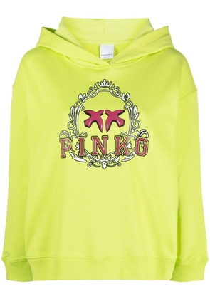 PINKO Vintage Frame-print cotton hoodie - Green