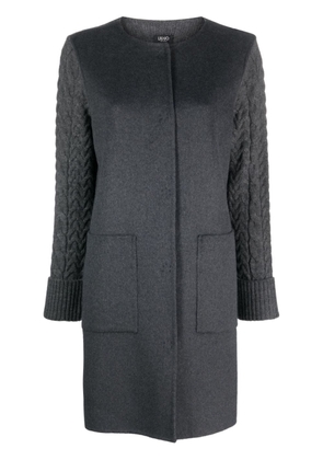 LIU JO panelled cable-knit coat - Grey