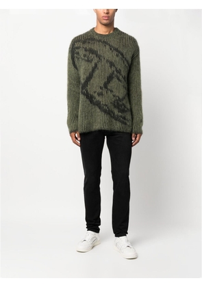 Diesel abstract-knit ribbed jumper - Green