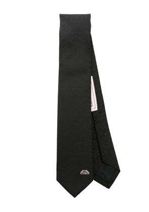 Alexander McQueen Half Seal-jacquard silk tie - Black