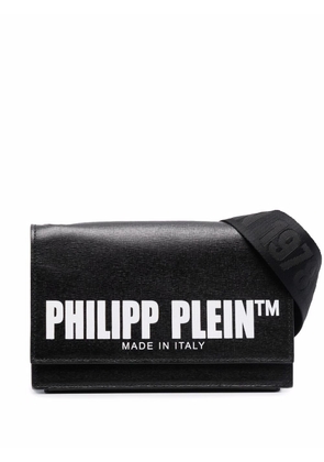 Philipp Plein logo-print saffiano leather crossbody bag - Black