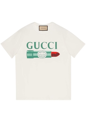 Gucci lipstick-print cotton T-shirt - White