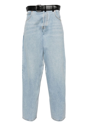 Alexander Wang leather-belt cropped jeans - Blue