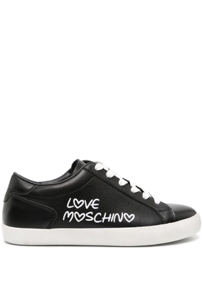 Love Moschino logo-print leather sneakers - Black