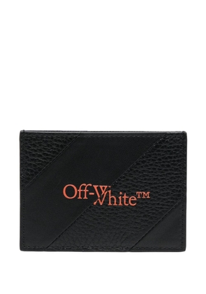 Off-White logo-print leather cardholder - Black