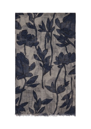 Brunello Cucinelli floral-print linen scarf - Neutrals