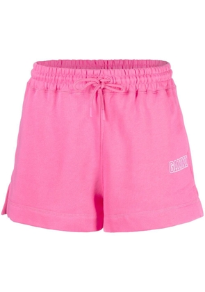 GANNI logo-embroidered shorts - Pink