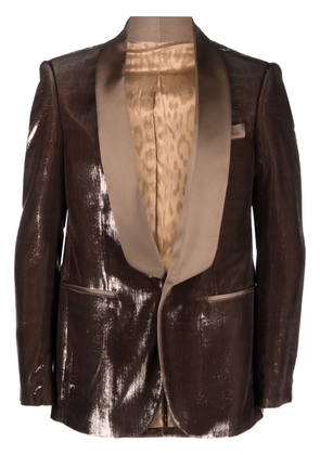 Roberto Cavalli metallic-sheen single-breasted blazer - Brown