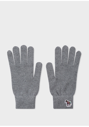 Ps Paul Smith Grey Zebra Logo Wool Gloves