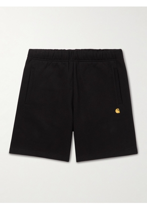 Carhartt WIP - Chase Straight-Leg Logo-Embroidered Cotton-Blend Jersey Shorts - Men - Black - XS