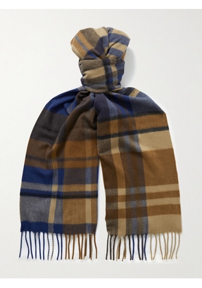 Loro Piana - Fringed Checked Cashmere Scarf - Men - Brown