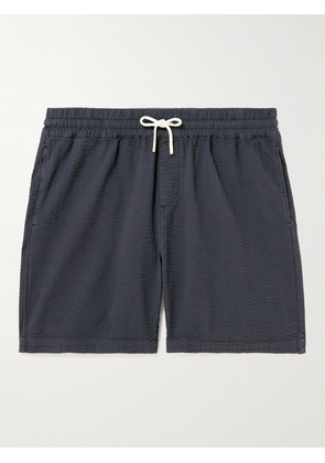 Portuguese Flannel - Atlantico Straight-Leg Cotton-Seersucker Drawstring Shorts - Men - Blue - XS