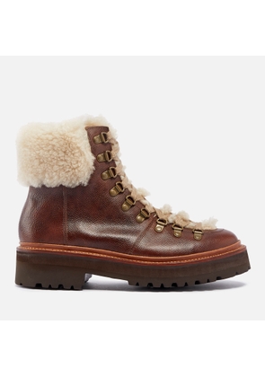 Grenson Nettie Leather and Shearling Hiking-Style Boots - UK 3