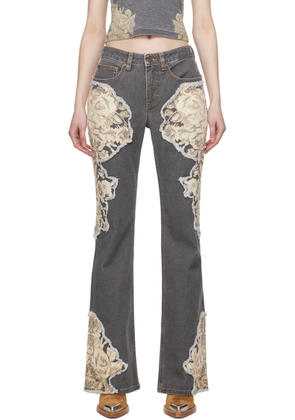 GUESS USA Gray Floral Jeans