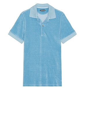 TOM FORD Towelling Polo in Aqua - Baby Blue. Size 46 (also in 48, 52).