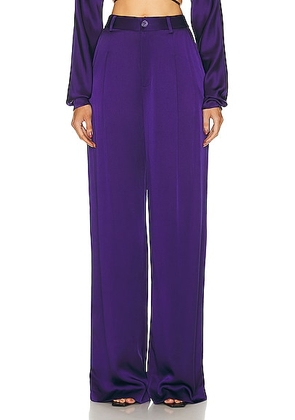 Lapointe Doubleface Satin Relaxed Pleated Pant in Violet - Purple. Size 2 (also in 0).