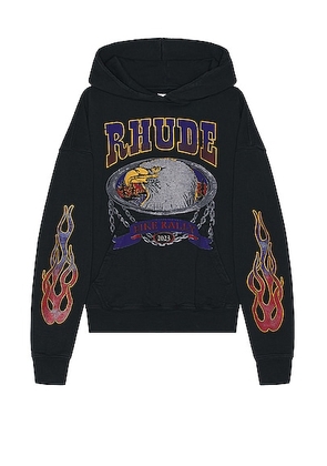 Rhude Screaming Eagle Hoodie in Vintage Black - Black. Size XL/1X (also in ).