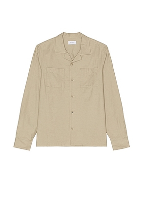 SATURDAYS NYC Marco Wool Shirt in Classic Khaki - Beige. Size S (also in XL/1X).