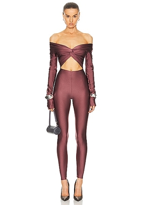 The Andamane Kendall Off Shoulder Jumpsuit in Mauve - Mauve. Size M (also in XS).