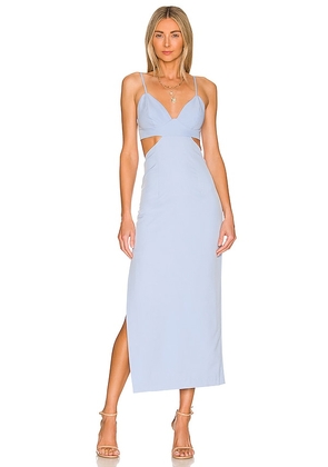 Bardot Cut Out Slit Midi in Baby Blue. Size 2.
