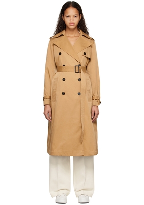 BOSS Tan Double-Breasted Trench Coat