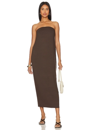 Enza Costa Luxe Knit Strapless Dress in Chocolate. Size S.