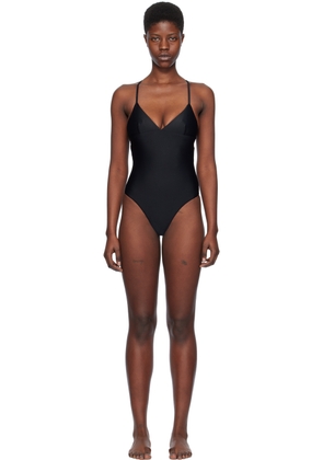 Matteau Black Crossback Plunge One-Piece Swimsuit