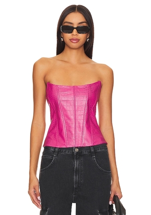 Camila Coelho Kaira Leather Top in Pink. Size M, XL, XS, XXS.