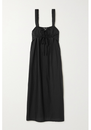 Deiji Studios - Tie-detailed Organic Cotton-poplin Midi Dress - Black - x small,small,medium,large,x large