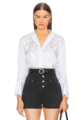 Citizens of Humanity Dree Embroidered Shirt in White. Size M, S, XL, XS.