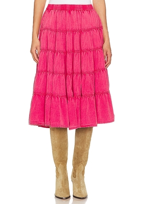Free People Full Swing Midi Skirt in Pink. Size L, S, XS.