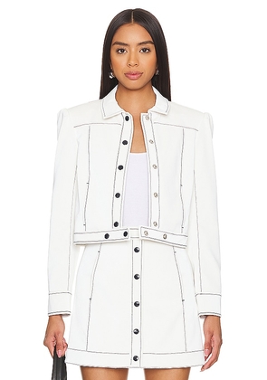 Cinq a Sept Faux Leather Ciara Jacket in White. Size M, S, XS.