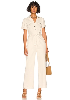 PAIGE Anessa Puff Sleeve Jumpsuit in Cream. Size 12, 14, 2.